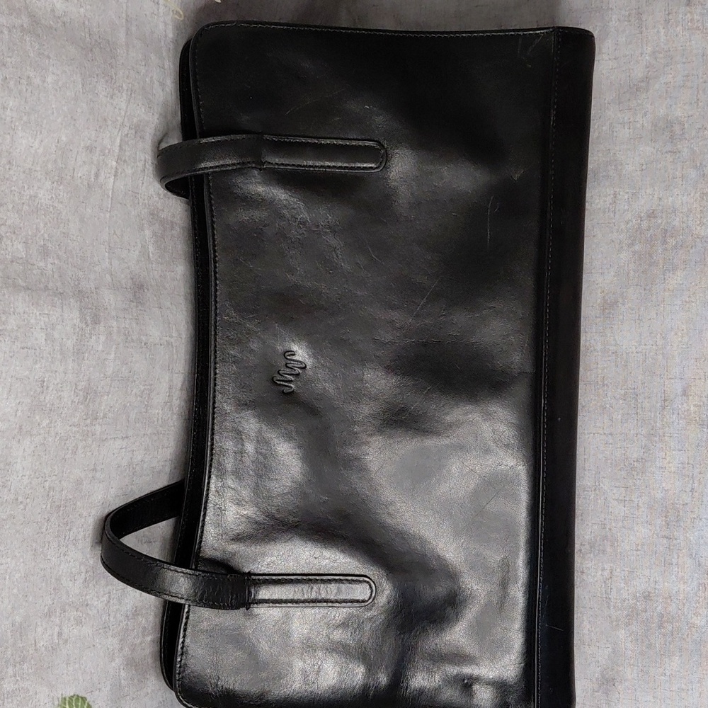 Monsac Black Leather Shoulder Bag
